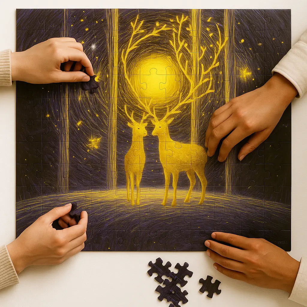 “Deer in the Forest” 1000-Pc Puzzle – A Relaxing Mind-Boosting Challenge for Adults & Families  | Puzzlets™ Puzzlets