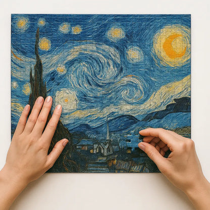 Starry Night 1000-Pc Puzzle – A Calming, Mind-Sharpening Fine Art Challenge for Adults & Teens Puzzlets