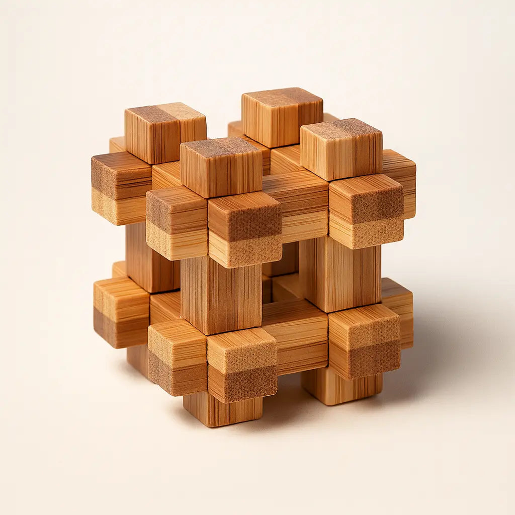 Wooden Kong Ming Puzzle for Brain Training & Focus | Premium IQ Teaser Gift for Kids & Adults | Puzzlets™ Puzzlets