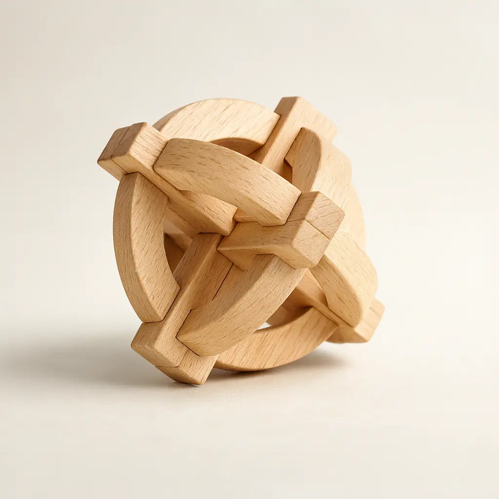 Stress-Relief Wooden Brain Teaser | Puzzlets Luban Lock for Focus, Patience & Mental Clarity Puzzlets