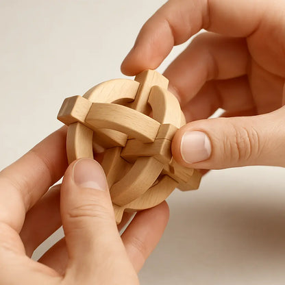 Stress-Relief Wooden Brain Teaser | Puzzlets Luban Lock for Focus, Patience & Mental Clarity Puzzlets