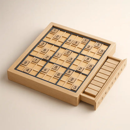 Sudoku Wooden Brain Training Board with Drawer – Boost Focus & Problem-Solving Puzzlets