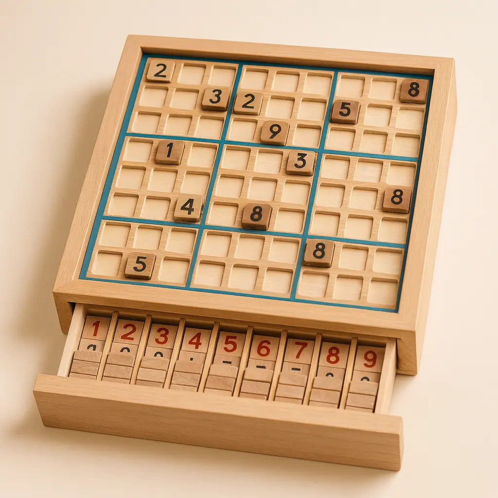 Sudoku Wooden Brain Training Board with Drawer – Boost Focus & Problem-Solving Puzzlets