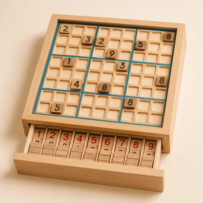 Sudoku Wooden Brain Training Board with Drawer – Boost Focus & Problem-Solving Puzzlets