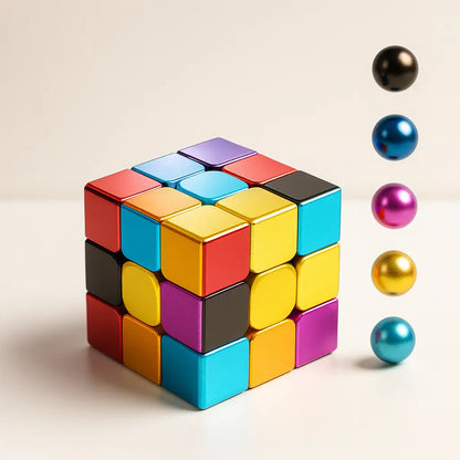 Puzzlets Metal 3×3 Brain Cube – Premium Alloy Puzzle for Focus, Logic & Mindful Challenge Puzzlets