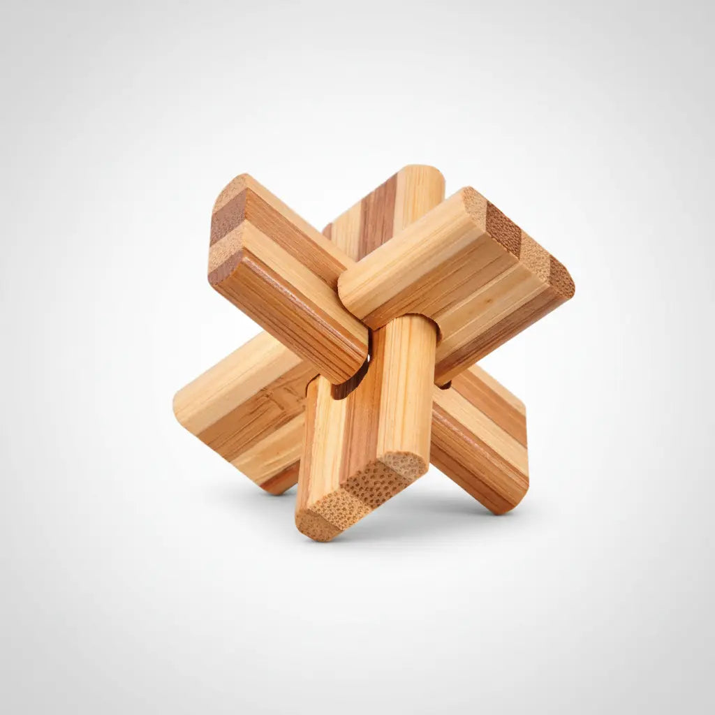 Wooden Kong Ming Puzzle for Brain Training & Focus | Premium IQ Teaser Gift for Kids & Adults | Puzzlets™ Puzzlets