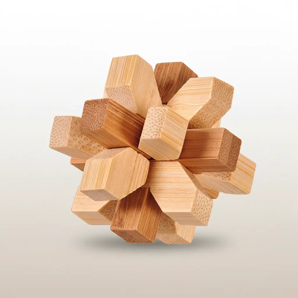 Wooden Kong Ming Puzzle for Brain Training & Focus | Premium IQ Teaser Gift for Kids & Adults | Puzzlets™ Puzzlets